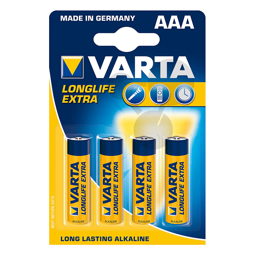 Piles LR03 - AAA - 1,5 V Varta (4) / Piles, piles rechargeables